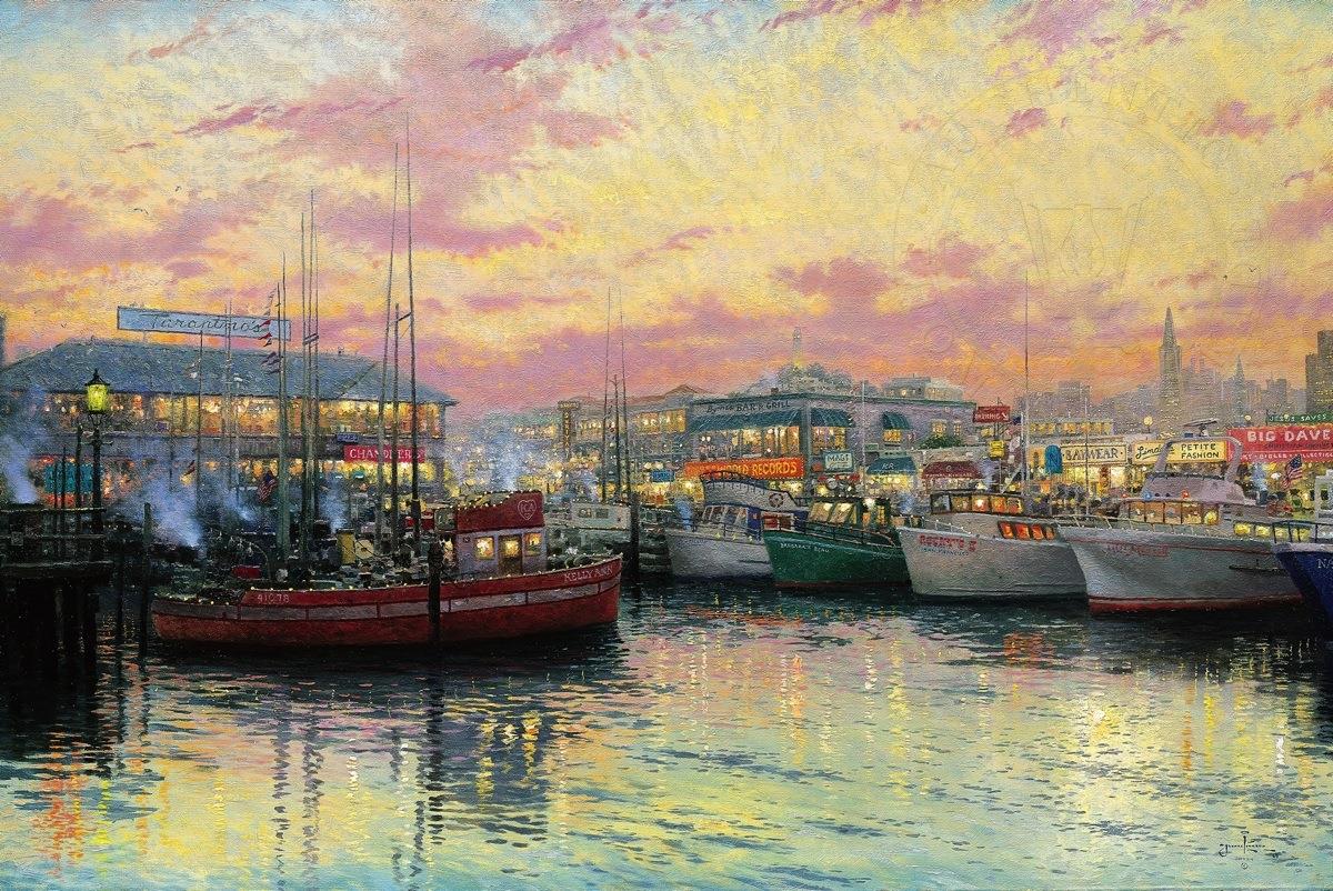 San Francisco Fishermans Wharf Thomas Kinkade Ölgemälde